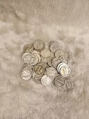 One Mercury Dime Roll (50 Coins) 90% Silver (1934-45)  India • $130