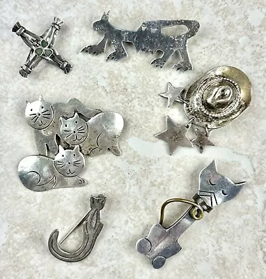 6 Vintage 925 Sterling Silver Mexico Fish Brooches Pin Weight 54g • $14.50