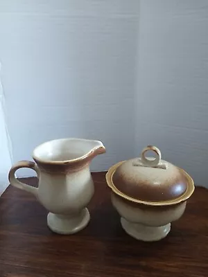 Mikasa Whole Wheat Creamer And Sugar Bowl With Lid Japan Stoneware E8000 • $17.99