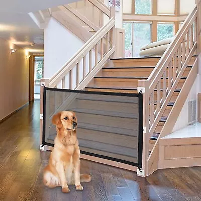 Pet Dog Gate Safety Retractable Guard Folding Baby Toddler Stair Gate Isolation • £6.09