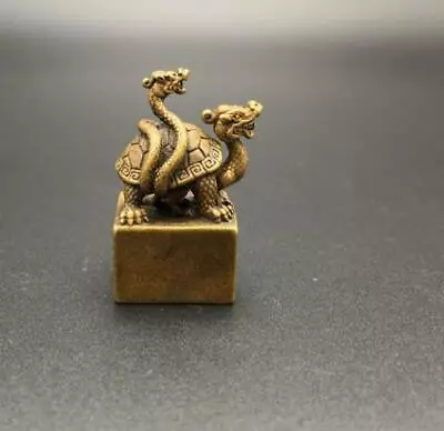  Rare Chinese Old Bronze Handmade Dragon Turtle Statue Figure Tea Pet Decoration • $7.64