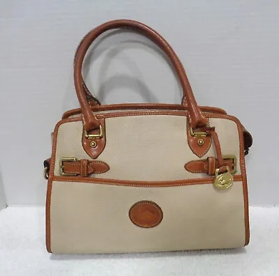 Vintage Dooney & Bourke Handbag Cream Tan Leather Satchel USA • $45