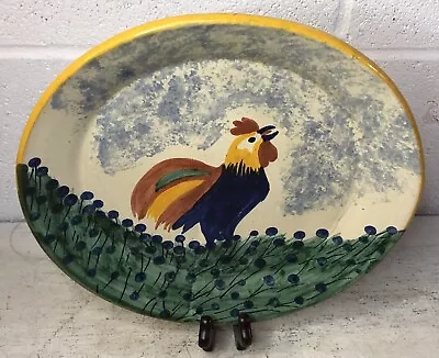 Mexico Red Clay Pottery Decorative Plate 11” Signed T Vazquez Rooster Floral • $22.45