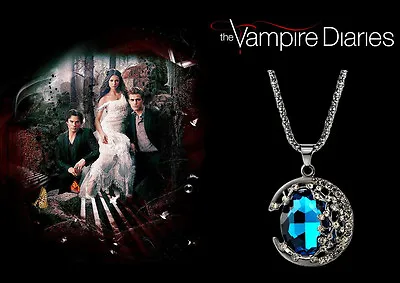 The Vampire Diaries Bonnie Bennett Blue Azurite Crystal Tungsten Chain/Pendant • $10.67