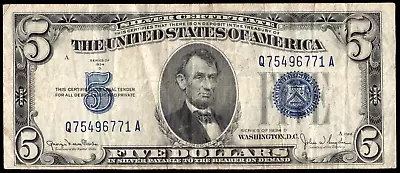 Series 1934-d Fr 1654 5 Dollar Silver Certificate Circulated • $15
