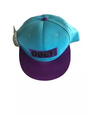 OBEY Adjustable Snapback Baseball Hat Cap Embroidered Aqua/Purple • $30