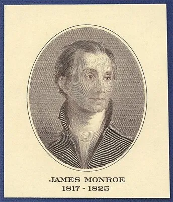 VINTAGE AMERICAN BANK NOTE Co. ENGRAVING: PRESIDENT JAMES MONROE (125) • $9.99