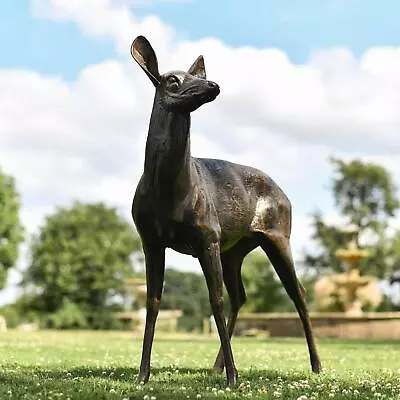 DELUXE Life-Size Doe Garden Sculpture - Aluminium Ornament Statue Looking Right • £729