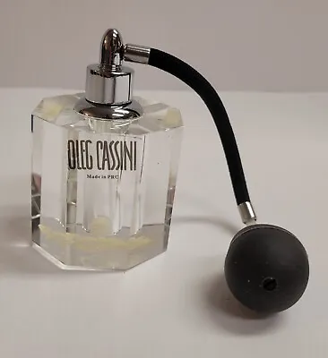 Vtg Oleg Cassini Cut Cynlinder Crystal Perfume Bottle Atomizer Works • $22.49