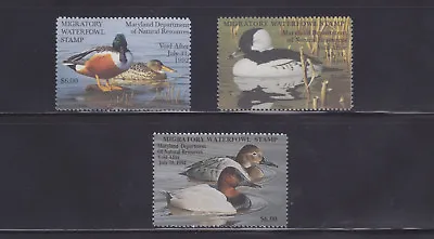State Hunting/Fishing Revenues - MD - 1991-93 Duck Stamps - 3 Different - MNH • $36.99
