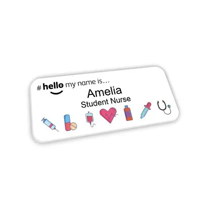 Hello My Name Is Badge White Medical Icons Design Student Nurse Midwife Nhs • £5.95