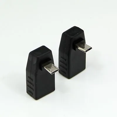 Pair Of ( 2 Pcs ) Micro USB OTG Right Angle Angled Male Plug To Female Adapter • £3.50