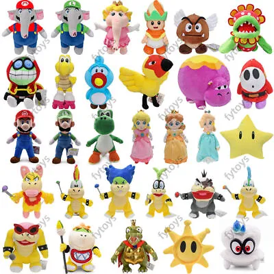 Super Mario Bros Mario Luigi Plush Toys Yoshi Bowser Poplin Stuffed Doll Plushie • $13.41