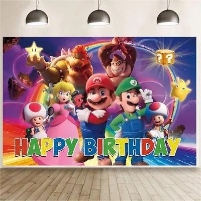 Cartoon Super Mario Bros Birthday Party Backdrop Photo Background  Banner Decor • $75.67
