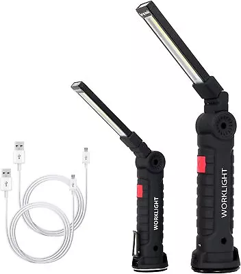 2PCS Rechargeable LED Magnetic Work Light Cordless COB Inspection Lamp Torch USB • £17.99