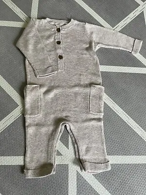 £5 • Buy Mamas&papas Oatmeal Ribbed Knit Romper 0-3 Months