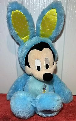 Disney Store Blue Easter Bunny Mickey Mouse Stamped Plush Soft Toy • £9.99