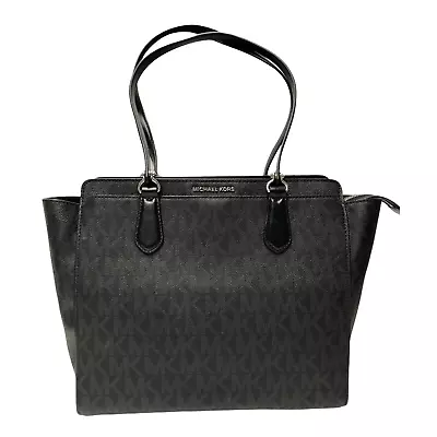 Michael Kors Dee Dee Large Signature Convertible Tote Black PVC NEW $358 • $180