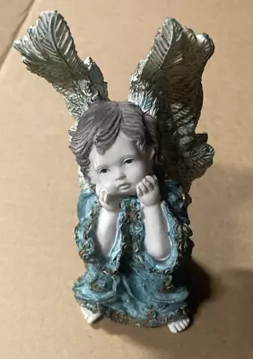 Vintage Angel Statue Cast Resin Cherub  6.5  • $16.70