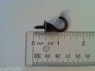 25 Antique Brass Plated 1 1/4  Length Cup Hook 7/8  Security Safety Hook +sample • $12.99