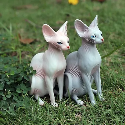Cat Statue Sphynx Cat Meditate-Collectible Figurines Miniature Handmade Decor Aa • $11.25
