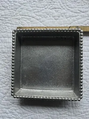 Mariposa 5.5” Square Aluminum Box Trinket/Cocktail Napkin Holder Bead Edge • $20