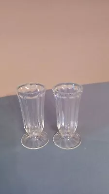 2  -  Vintage 5.25  Ribbed Soda Fountain Parfait Ice Cream Glasses • $20