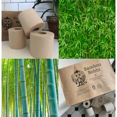 Bamboo Bobbi Eco Toilet Tissue Paper Roll 24 Rolls 3 Ply Unbleached 200 Sheet • £19
