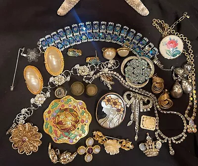 Vintage Estate Victorian To Now Trifari  Cameo Mix Thimble Jewelry Lot Craft • $66