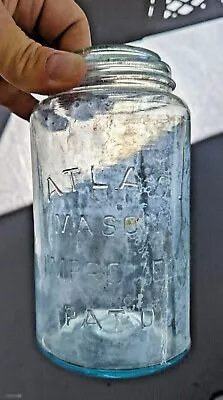 Vintage Atlas Mason Improved Pat'd Quart Fruit Jar • $8.09