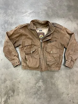 Vintage Adventure Bound Brown Leather Bomber Pilot Thinsulate Jacket Size Large • $31.50