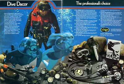 1975 Dacor PRINT AD Scuba Diving Diver Vest Tank Watch Light Gauges Mask Pack • $14.99
