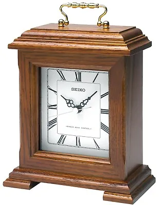 £65 • Buy Seiko Oak Wooden Radio Controlled Quartz Battery Mantle Mantel Clock QXR130B