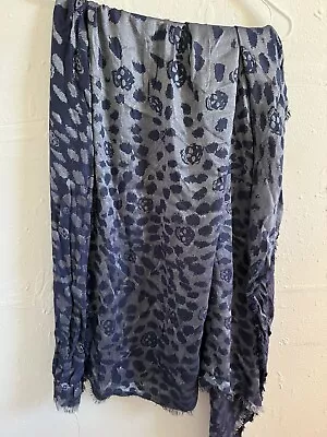 Alexander Mcqueen Blue Whit Skull Scsrf Shawl  40* 38 Inch • $88