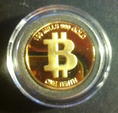 One Tenth Bitcoin Finished In 999 24 Karat Gold  In Acrylic Capsule • $8