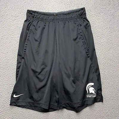 MSU Spartans Basketball Shorts Men Small Gray 25 Waist 9  Inseam Pocket Athletic • $11.21