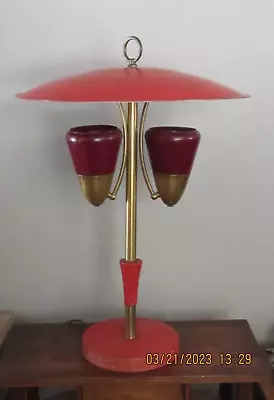 Vintage Atomic Modern Eames Era Design Lamp Red Saucer Dome Mid Century 1950's • $1329.39