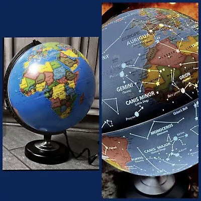 12” Day/Night Illuminated World Globe By Replogle 88 Constellations Light Up • $35