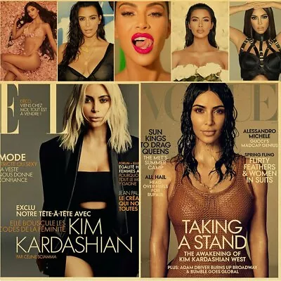 Famous American Actors Kim Kardashian Retro Poster Sticker Kraft Paper Prints • $6.59