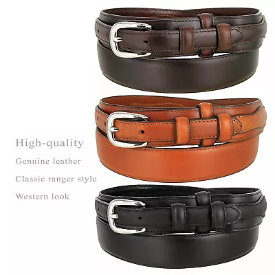 Men's Belt Oil-Tanned Genuine Leather Ranger Belt 1-3/8  Wide • $29.95