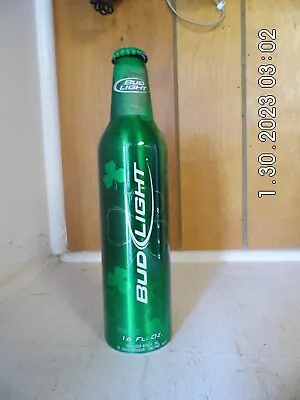 $4.99 • Buy Bud Light St. Patrick's Day Green Shamrock 16 Oz. Aluminum Bottle EMPTY A/B 2008