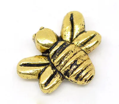 £2.75 • Buy 25 GOLD TONE HONEY/BUMBLE BEE CHARMS/SPACER BEADS ~14x12mm~Jewellery~Jams (10B)