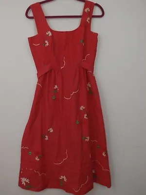 Malia Honolulu Dress Women SZ 12 Vintage Sundress Daisy Rain Cloud 70s 80 Hawaii • $115.99