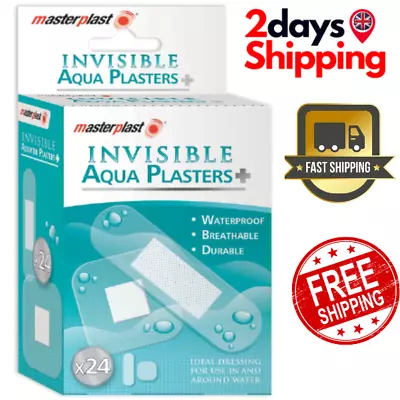 Invisible Aqua Plasters Clear Assorted Ultra Waterproof Bandage 24pk • £2.90