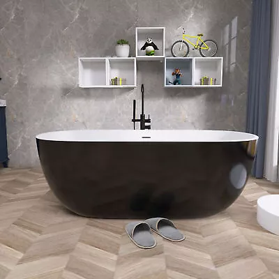 65   Free Standing Tub Freestanding Bathtub Acrylic Classic Oval Shape Soaking • $1044.99