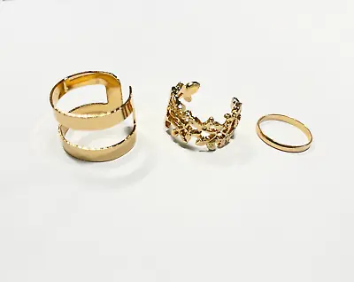 3 Piece Ring Set Gold Copper Boho Stack Plain Above Knuckle Ring Midi Finger Tip • £2.99