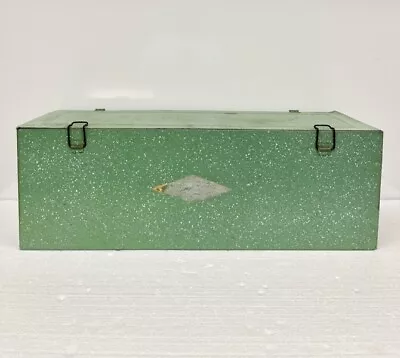 Vtg Antique Green Speckled Metal Ice Chest Cooler Preway Auto Prentiss-Wabers • $65