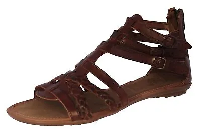 Womens Authentic Mexican Huaraches Sandals Genuine Leather Zipper Ankle Cognac • $59