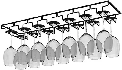 Upside Down Wine Glass Rack Hanging 14 Glasses Under Cabinet Stemware Storage • £29.99