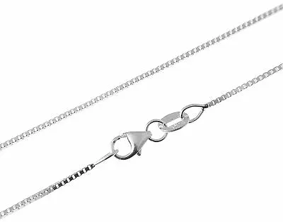 1mm Solid 14k White Gold Shiny Italian Box Chain Necklace Lobster Clasp 16 -24  • $219